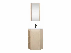 Hot Mueble de lavabo de esquina con patas con lavabo, grifo y mueble con espejo SORRENTO Mueble De Baño Simple