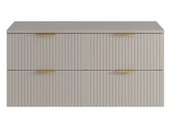 Best Vente-unique Mueble de lavabo de pared con acabado ranurado y estante - Natural claro - An. 120 cm - ZEVARA Beige