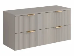 Best Vente-unique Mueble de lavabo de pared con acabado ranurado y estante - Natural claro - An. 120 cm - ZEVARA Beige
