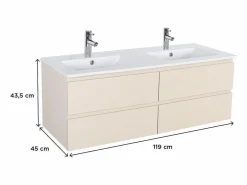 Mueble de lavabo doble de 120cm con encimera de cerámica y grifería cromada SORRENTO