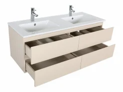 Mueble de lavabo doble de 120cm con encimera de cerámica y grifería cromada SORRENTO