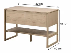 Mueble de lavabo doble de roble ATOLL