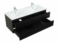 Hot Mueble de lavabo doble suspendido SORRENTO de 120 cm con encimera de cerámica Blanco