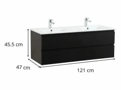 Hot Mueble de lavabo doble suspendido SORRENTO de 120 cm con encimera de cerámica Blanco
