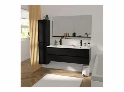 Hot Mueble de lavabo doble suspendido SORRENTO de 120 cm con encimera de cerámica Blanco