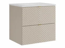 Online Vente-unique Mueble de lavabo único suspendido con diseño con diseño de espiga y lavabo encastrado, , 60 cm - DORIONI Beige