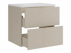 Online Vente-unique Mueble de lavabo único suspendido con diseño con diseño de espiga y lavabo encastrado, , 60 cm - DORIONI Beige
