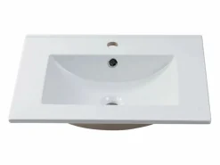 Online Vente-unique Mueble de lavabo único suspendido con diseño con diseño de espiga y lavabo encastrado, , 60 cm - DORIONI Beige
