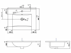 Online Vente-unique Mueble de lavabo único suspendido con diseño con diseño de espiga y lavabo encastrado, , 60 cm - DORIONI Beige