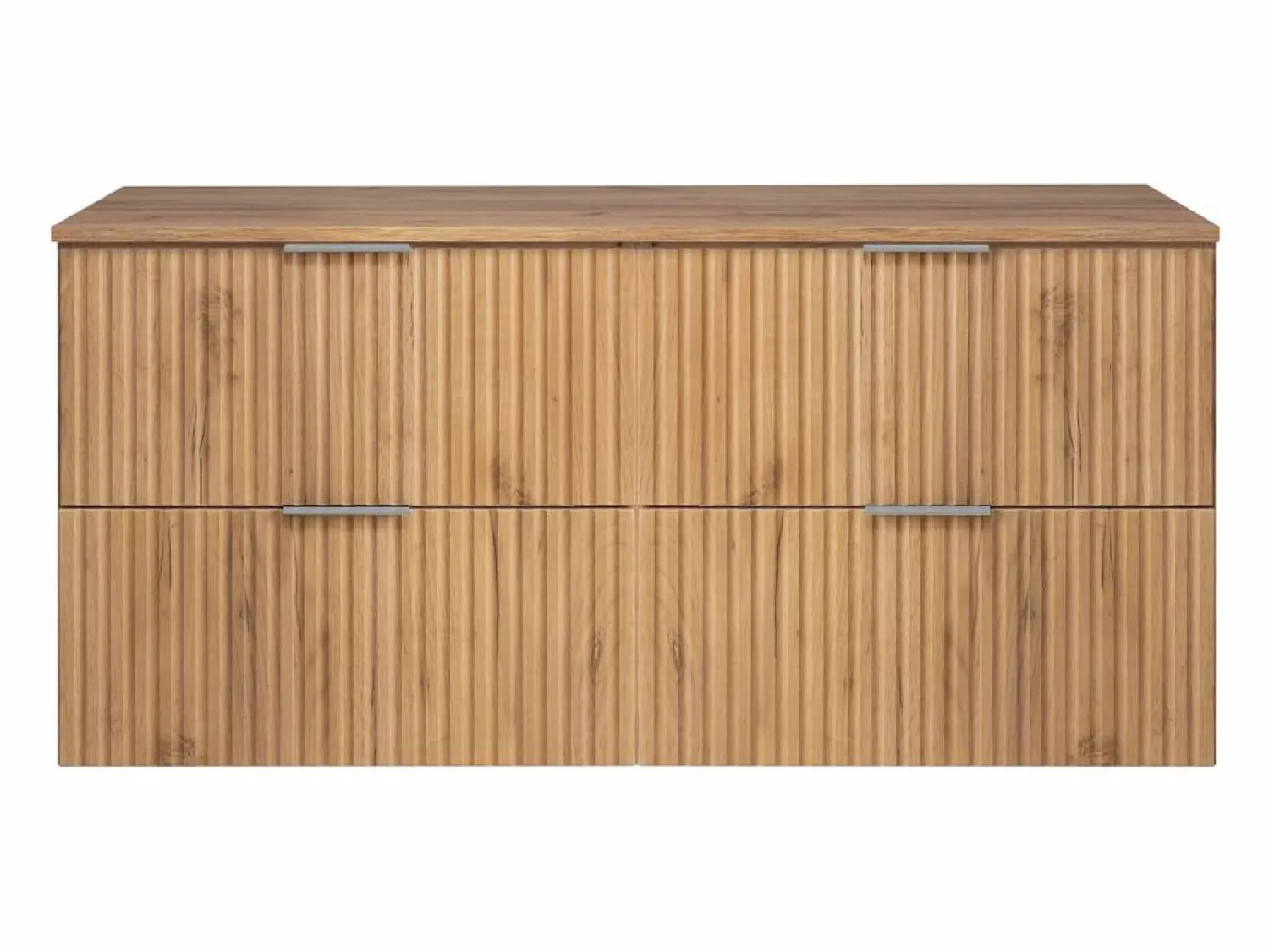 Mueble de lavabo, Roble Craft, 120 (2 x 60) x 57 x 46 cm, tirador plata + Encimera