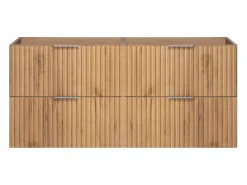 Online Mueble de lavabo, Roble Craft, 120 (2 x 60) x 57 x 46 cm, tirador plateado, sin encimera Marru00f3n