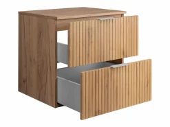 Clearance Mueble de lavabo, Roble Craft, 60 x 57 x 46 cm, tirador plata + Encimera Marru00f3n