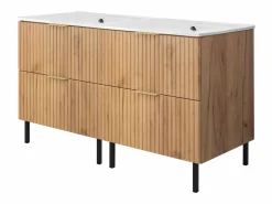 Online Mueble de lavabo, Roble Craft, 120 (2 x 60) x 77 x 46 cm, tirador dorado, patas Negros, sin encimera Mueble De Pared Para Baño