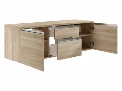 Vente-unique Mueble de lavabo suspendido en acabado roble, An. 150 x Al. 46 x Pr. 50 cm, JIMENA II