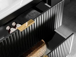 Vente-unique Mueble de lavabo suspendido con acabado ranurado, , 60 cm de ancho, ZEVARA