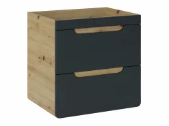 Vente-unique Mueble de lavabo suspendido antracita y madera para el cuarto de baño - 60 cm - ARUBA