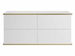 Vente-unique Mueble de lavabo suspendido con borde dorado acanalado, , 120 cm de ancho, KELIZA
