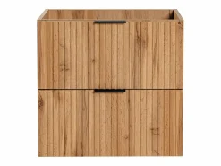 Vente-unique Mueble de lavabo suspendido con acabado ranurado, natural claro, 60 cm de ancho, ZEVARA