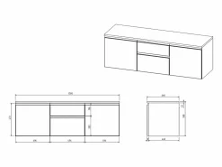 Mueble de lavabo suspendido , An. 150 x Al. 46 x Pr. 50 cm, JIMENA II Mueble De Lavabo