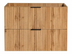 Clearance Mueble de lavabo suspendido con acabado acanalado natural claro, 80 cm de ancho, Zevara Mueble De Lavabo