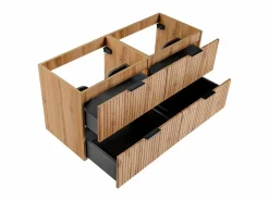 Sale Mueble de lavabo suspendido con acabado ranurado, natural claro, 120 cm de ancho, ZEVARA Mueble De Lavabo