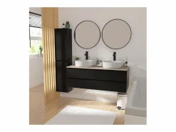 New Mueble de lavabo suspendido SORRENTO de 4 cajones, 120 cm Negro