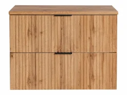 Best Vente-unique Mueble de lavabo suspendido con acabado ranurado y estante, , ancho 80 cm, ZEVARA Color natural claro