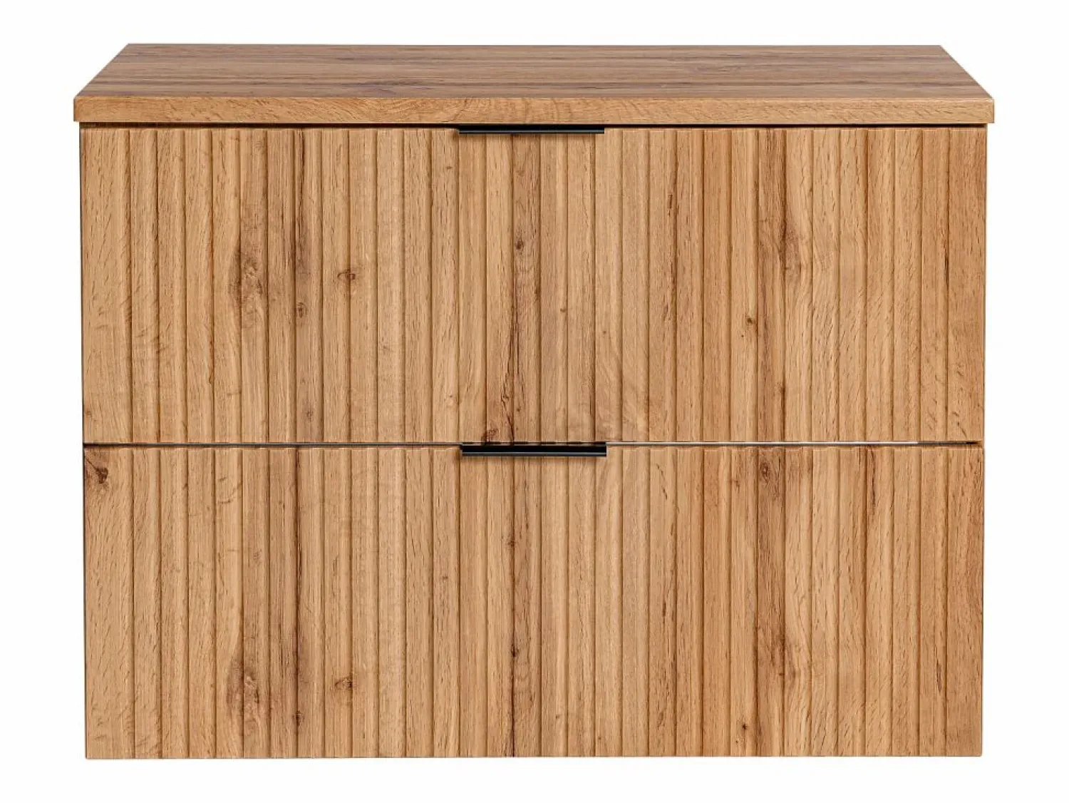 Best Vente-unique Mueble de lavabo suspendido con acabado ranurado y estante, , ancho 80 cm, ZEVARA Color natural claro
