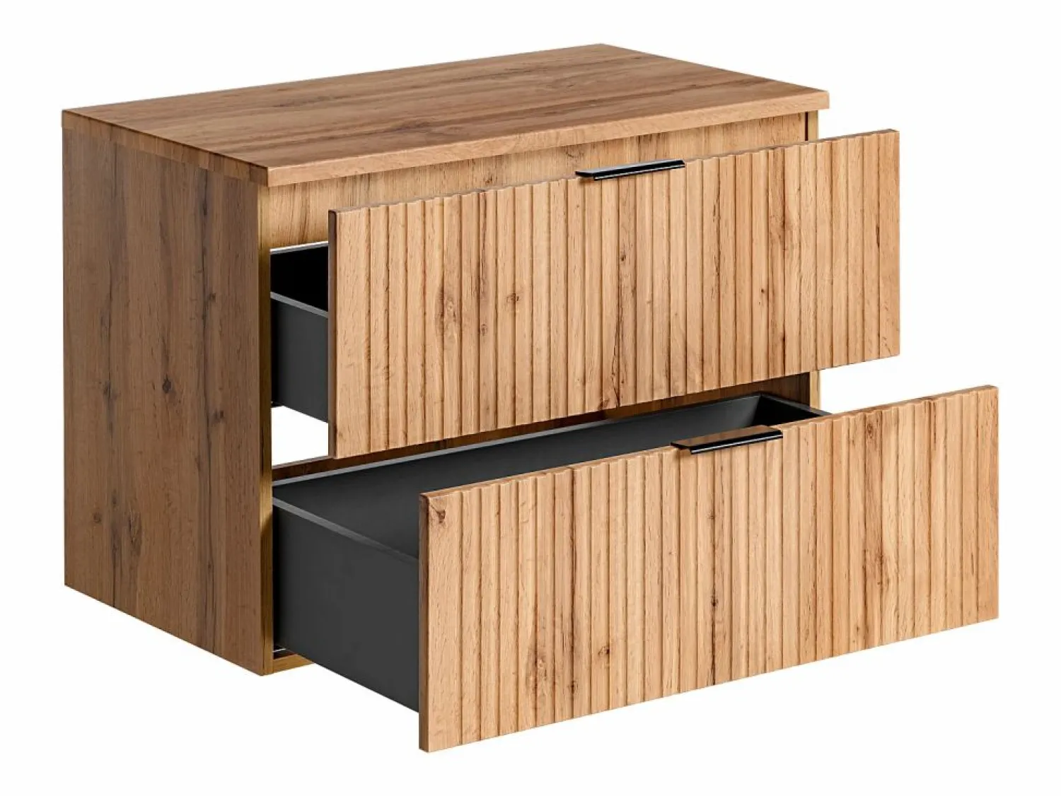 Best Vente-unique Mueble de lavabo suspendido con acabado ranurado y estante, , ancho 80 cm, ZEVARA Color natural claro