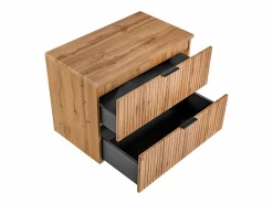 Best Vente-unique Mueble de lavabo suspendido con acabado ranurado y estante, , ancho 80 cm, ZEVARA Color natural claro