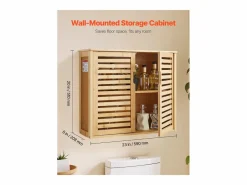 Outlet Mueble de Pared de Baño SucceBuy, 2 Puertas y Estante Ajustable con 3 Niveles de Altura, Botiquín de Almacenamiento sobre el Inodoro Amarillo