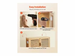 Outlet Mueble de Pared de Baño SucceBuy, 2 Puertas y Estante Ajustable con 3 Niveles de Altura, Botiquín de Almacenamiento sobre el Inodoro Amarillo
