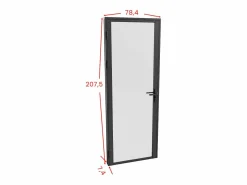 Discount Vente-unique Mueble de puerta reversible de aluminio y cristal esmerilado - Al. 204 x An. 73 cm - LOXTON Negro