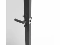 Discount Vente-unique Mueble de puerta reversible de aluminio y cristal esmerilado - Al. 204 x An. 73 cm - LOXTON Negro