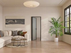 Outlet Mueble de puerta reversible de aluminio y cristal esmerilado - Al. 204 x An. 93 cm - LOXTON Puerta Con Marco