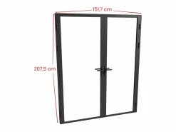 Vente-unique Mueble de puerta reversible de doble hoja con cristal templado - 2 x Al 204 x An 73 cm - LOXTON Negro