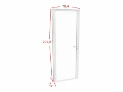 Vente-unique Mueble de puerta reversible de aluminio y cristal templado - Al. 204 x An. 73 cm - LOXTON Blanco