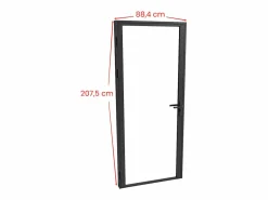 Online Vente-unique Mueble de puerta reversible de aluminio y cristal templado transparente - Al 204 x An 83 cm - LOXTON Negro