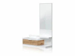Mueble de recibidor Fiord Blanco Artik (Blanco Mate) - Roble Nodi Perchero