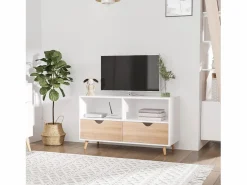 Clearance Mueble de TV de 99 cm con cajón y 2 estantes, mueble de TV moderno para salón Mueble Tv
