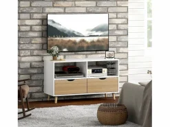 Clearance Mueble de TV de 99 cm con cajón y 2 estantes, mueble de TV moderno para salón Mueble Tv