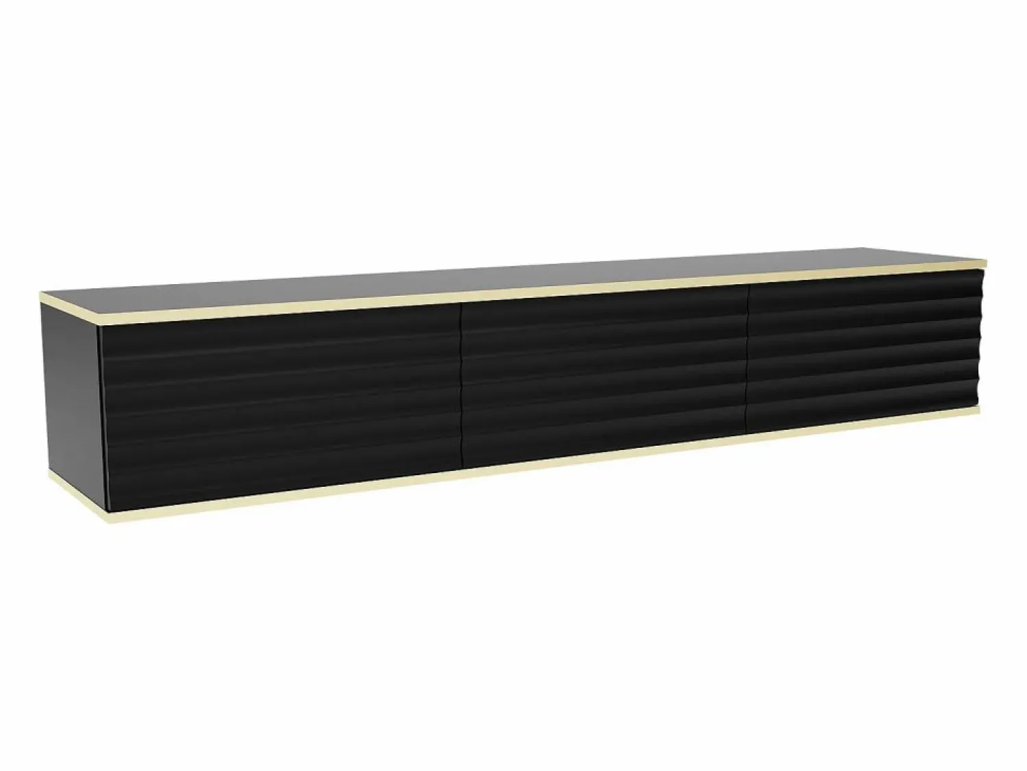 New Vente-unique Mueble de TV colgante con 3 puertas de MDF - Negro y Dorado - ALESAR Negro / Dorado
