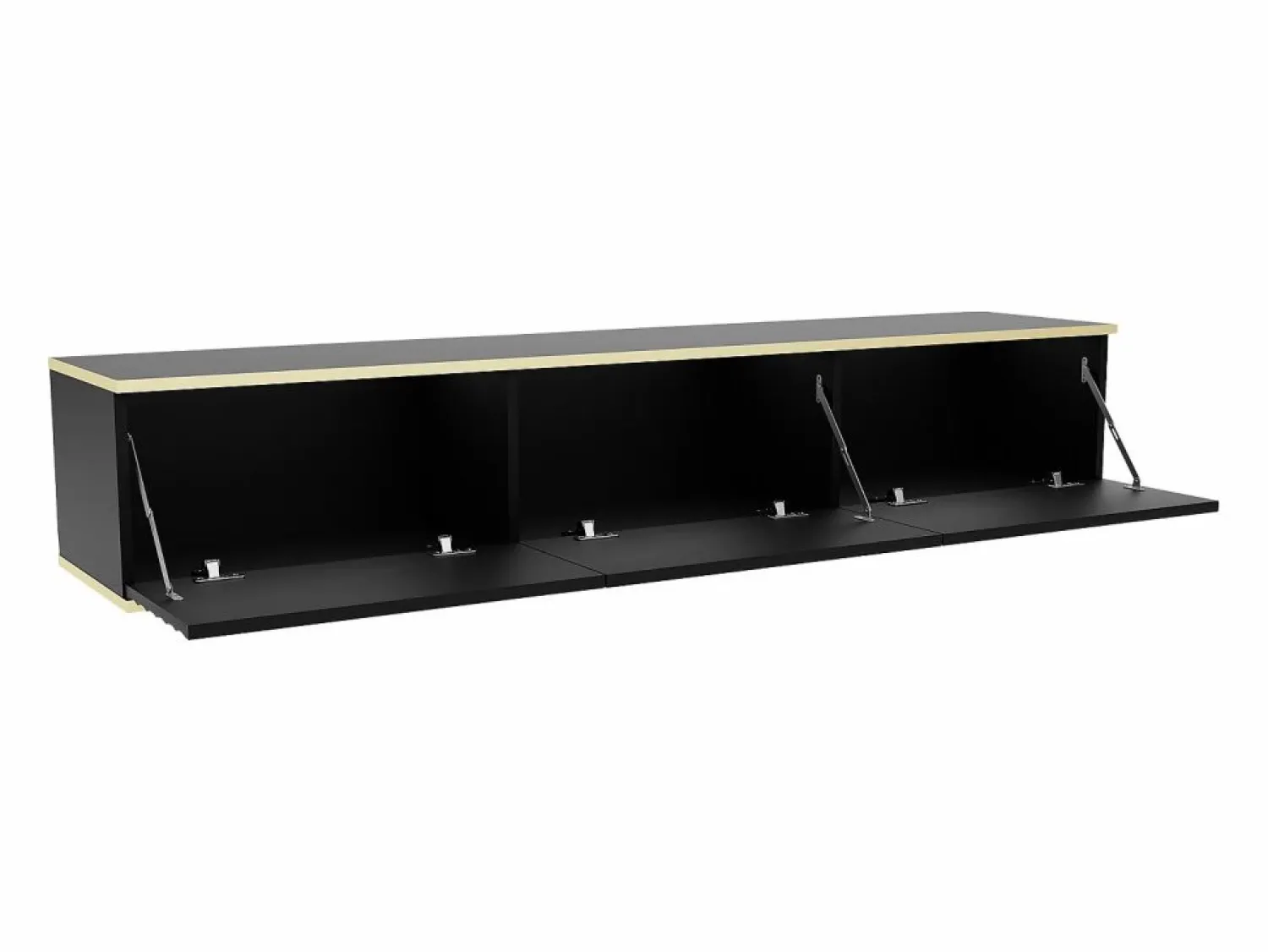 New Vente-unique Mueble de TV colgante con 3 puertas de MDF - Negro y Dorado - ALESAR Negro / Dorado