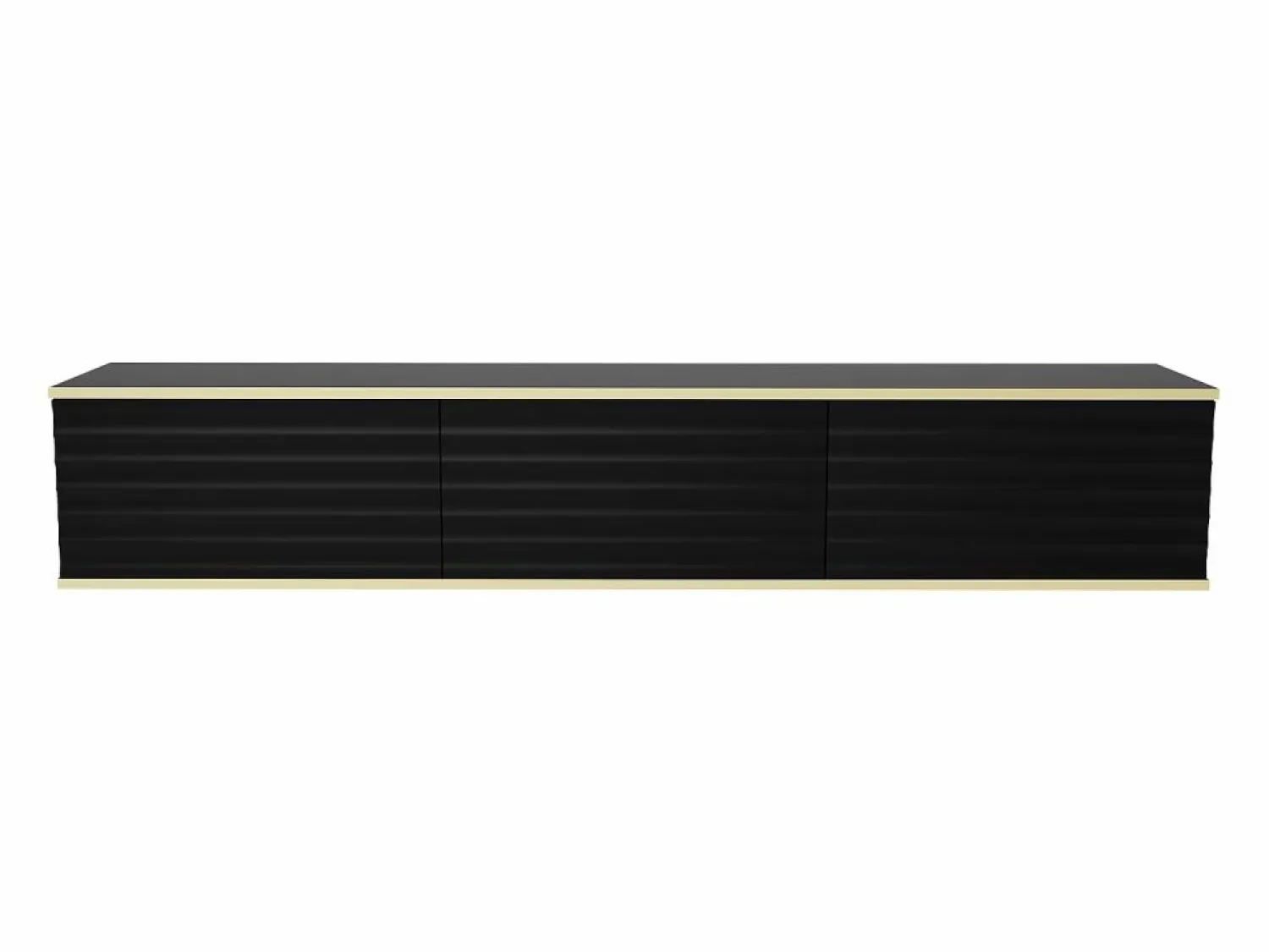 New Vente-unique Mueble de TV colgante con 3 puertas de MDF - Negro y Dorado - ALESAR Negro / Dorado