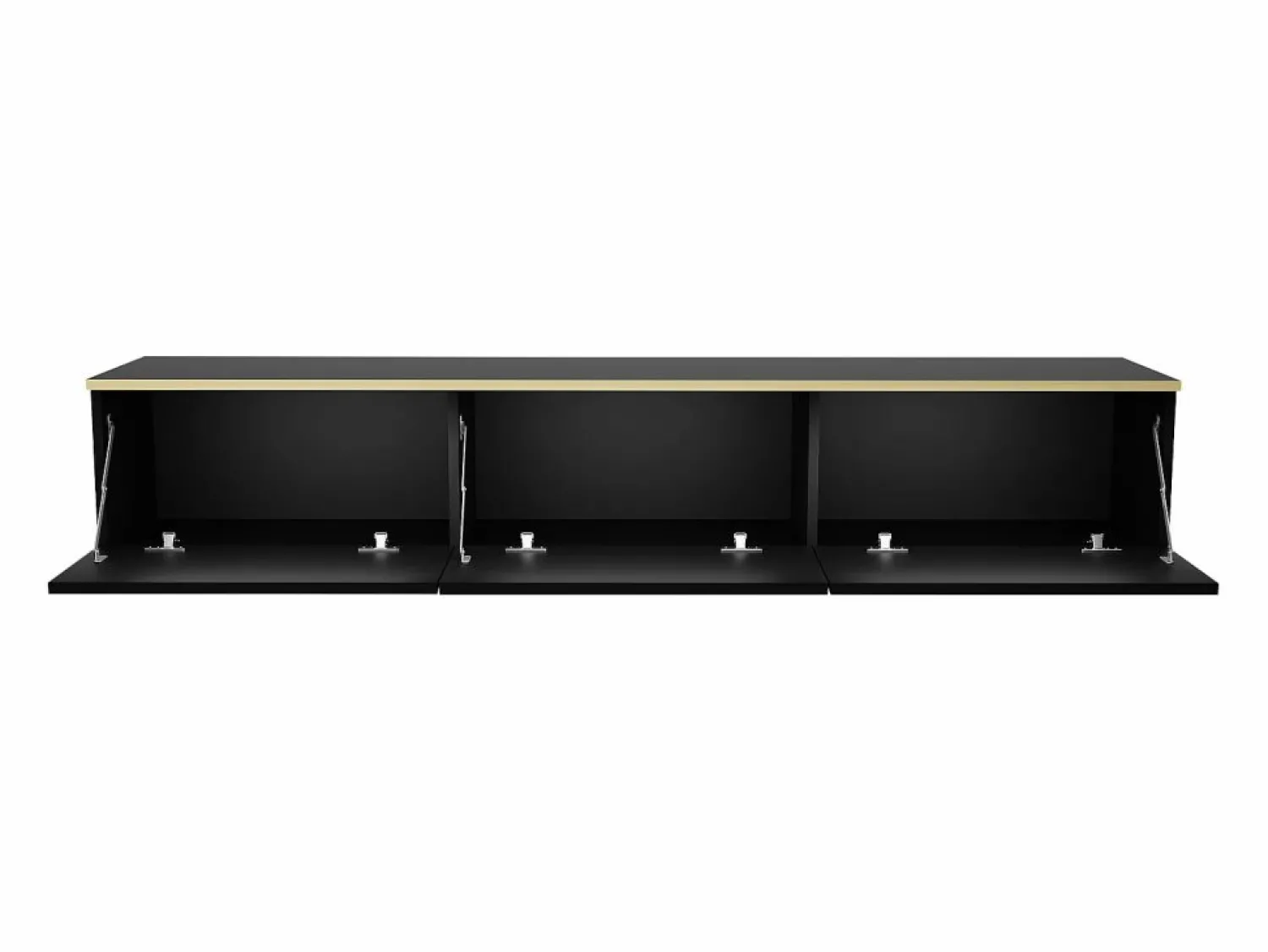 New Vente-unique Mueble de TV colgante con 3 puertas de MDF - Negro y Dorado - ALESAR Negro / Dorado
