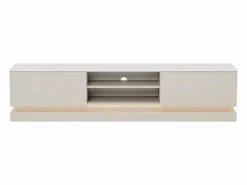 Sale Vente-unique Mueble de TV con 2 cajones y 2 estantes con luces LED en MDF - Beige y efecto mármol blanco - DEVIKA Beige / Blanco
