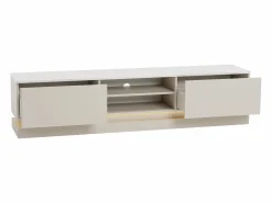 Sale Vente-unique Mueble de TV con 2 cajones y 2 estantes con luces LED en MDF - Beige y efecto mármol blanco - DEVIKA Beige / Blanco