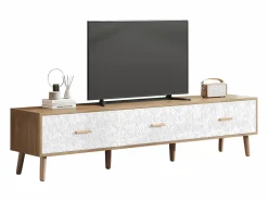 Clearance Mueble de TV con 3 cajones - 150 x 35 x 39 cm - Tablero de partículas - para salón - y madera Mueble Tv