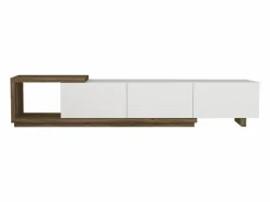 New Mueble de TV con 3 cajones y 1 estante - Blanco y natural - DUKIAN Mueble Tv