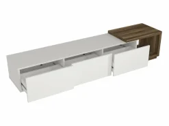 New Mueble de TV con 3 cajones y 1 estante - Blanco y natural - DUKIAN Mueble Tv